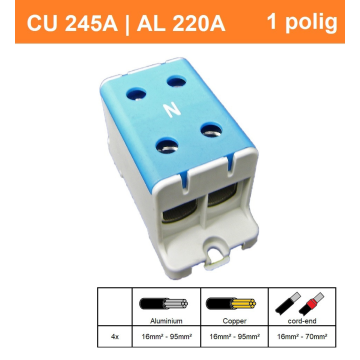 Schotman Elektro - SEP CK67 aansluitklem 16-95mm2 blauw grijs