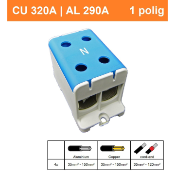 Schotman Elektro - SEP CK68 aansluitklem 35-150mm2 blauw grijs
