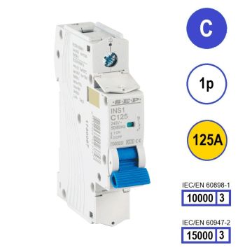 SEP INS1-1C125 installatieautomaat 1-polig 125A C-karakteristiek met verzegelbare aansluitafdekking