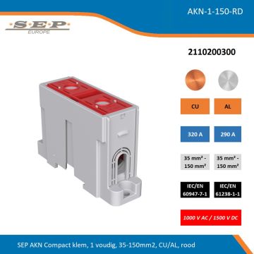 SEP AKN Compact klem, 1 voudig, 35-150mm2, CU/AL, rood