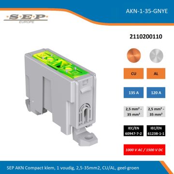 SEP AKN Compact klem, 1 voudig, 2,5-35mm2, CU/AL, geel-groen
