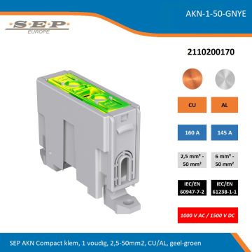 SEP AKN Compact klem, 1 voudig, 2,5-50mm2, CU/AL, geel-groen