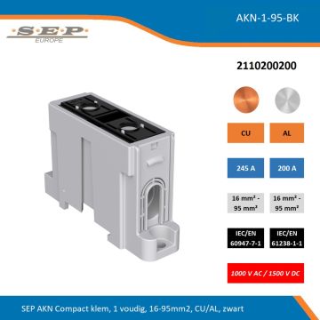SEP AKN Compact klem, 1 voudig, 16-95mm2, CU/AL, zwart