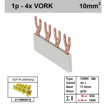 Schotman Elektro - SEP aansluitrail VORK-M6 4x1 aansluitingen 17.8mm