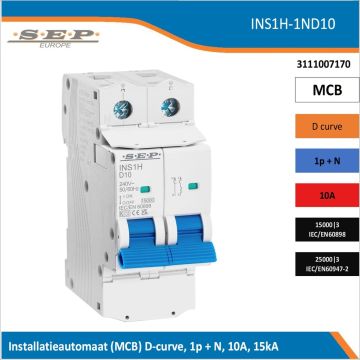 SEP INS1H inst.aut  1p+N - D - 10A - 15/25kA