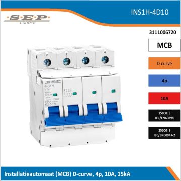 SEP INS1H inst.aut  4p - D - 10A - 15/25kA
