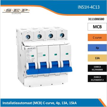SEP INS1H inst.aut  4p - C - 13A - 15/25kA