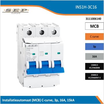 SEP INS1H inst.aut  3p - C - 16A - 15/25kA