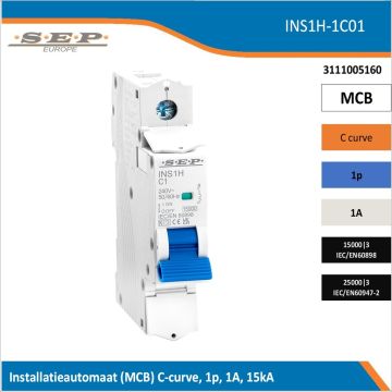 SEP INS1H inst.aut  1p - C - 1A - 15/25kA