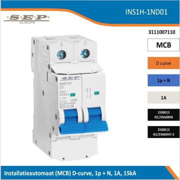 SEP INS1H inst.aut  1p+N - D - 1A - 15/25kA