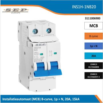 SEP INS1H inst.aut  1p+N - B - 20A - 15/25kA