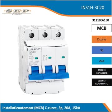 SEP INS1H inst.aut  3p - C - 20A - 15/25kA