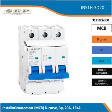 SEP INS1H inst.aut  3p - D - 20A - 15/25kA