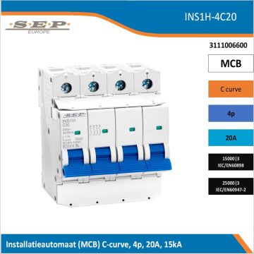 SEP INS1H inst.aut  4p - C - 20A - 15/25kA