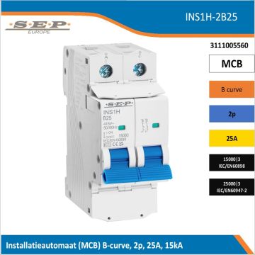 SEP INS1H inst.aut  2p - B - 25A - 15/25kA