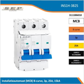 SEP INS1H inst.aut  3p - B - 25A - 15/25kA