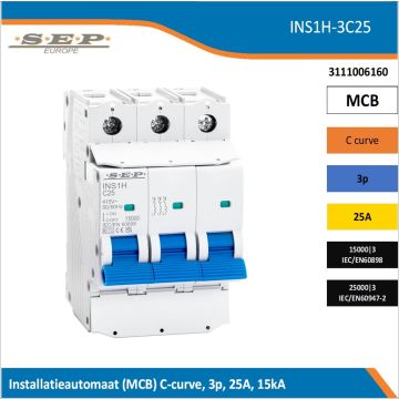 SEP INS1H inst.aut  3p - C - 25A - 15/25kA