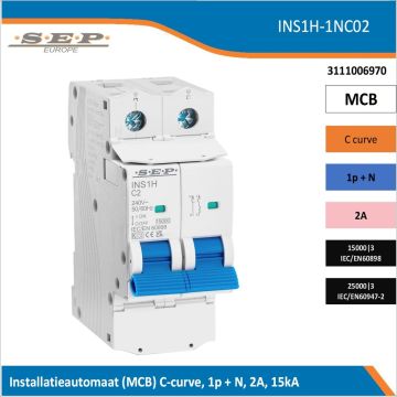 SEP INS1H inst.aut  1p+N - C - 2A - 15/25kA