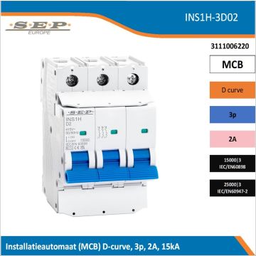 SEP INS1H inst.aut  3p - D - 2A - 15/25kA
