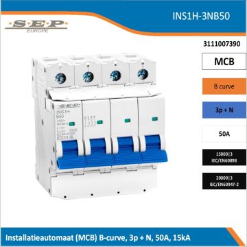 SEP INS1H inst.aut  3p+N - B - 50A - 15/20kA