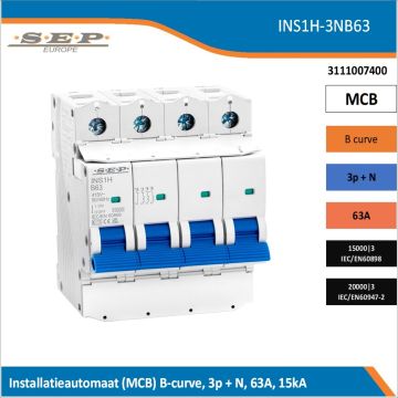 SEP INS1H inst.aut  3p+N - B - 63A - 15/20kA