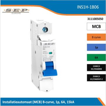 SEP INS1H inst.aut  1p - B - 6A - 15/25kA