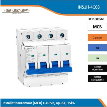 SEP INS1H inst.aut  4p - C - 8A - 15/25kA