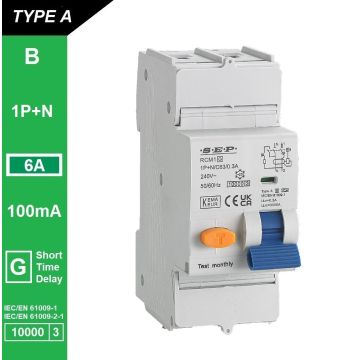 Schotman Elektro B.V. - SEP RCM1 1p+n B-karakteristiek 6A 10kA kortstondig vertraagd AG