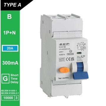 Schotman Elektro B.V. - SEP RCM1 1p+n B-karakteristiek 20A 10kA kortstondig vertraagd AG