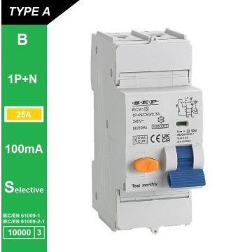 Schotman Elektro B.V. - SEP RCM1 1p+n B-karakteristiek 25A 10kA selectief AS
