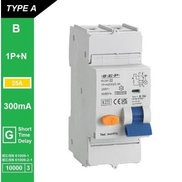 Schotman Elektro B.V. - SEP RCM1 1p+n B-karakteristiek 25A 10kA kortstondig vertraagd AG