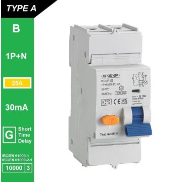 Schotman Elektro B.V. - SEP RCM1 1p+n B-karakteristiek 25A 10kA kortstondig vertraagd AG