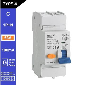 Schotman Elektro B.V. - SEP RCM1 1p+n C-karakteristiek 63A 10kA kortstondig vertraagd AG