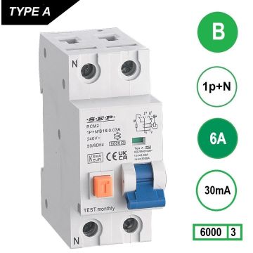 Schotman Elektro - SEP RCM2 aardlekautomaat B6A 6kA