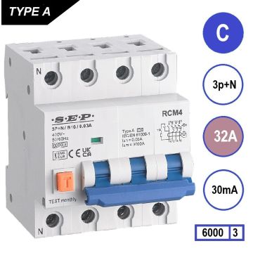SEP RCM4 Aardlekautom. 3p+n C32 30mA 6kA