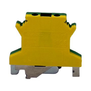 SEP SRK-2.5-PE geel/groene aardklem, 2,5mm2 zijaanzicht rijgklem - modulaire DIN-rail, 2011300500, GTIN 8718959078330