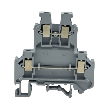 SEP SRK-3-etage grijze etageklem, 2,5mm2 zijaanzicht met aansluitingen - modulaire DIN-rail, 2011300570, GTIN 8718959078408