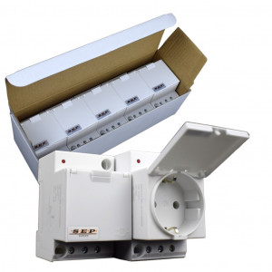 SEP IWCD-G stopcontact 2p+PE, led, deksel, DIN-MOD