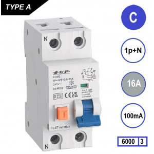 SEP RCM2 Aardlekautom. 1p+n C16 100mA 6kA