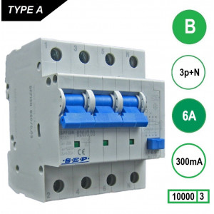 SEP SPFI Aardlekautom. 3p+n B6 300mA 10kA