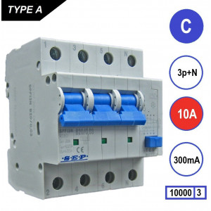 SEP SPFI Aardlekautom. 3p+n C10 300mA 10kA