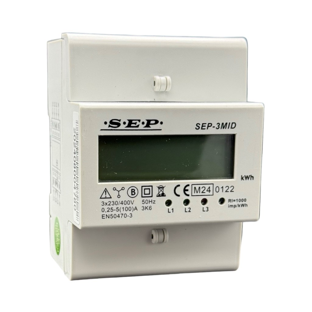SEP XBS kWh-meter 3f direct 100A + puls MID (4 mod)