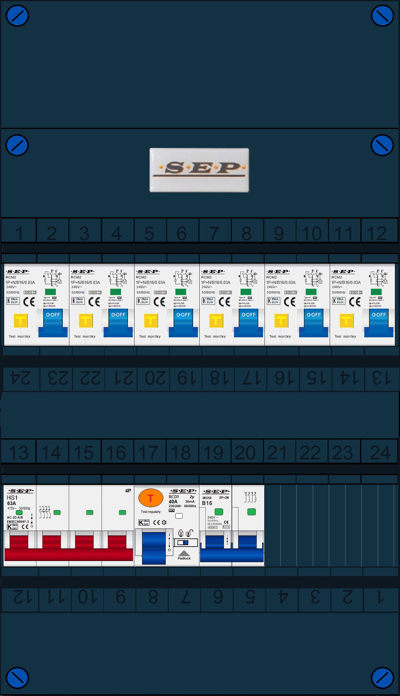 Schotman Elektro B.V. - SEP FS63A, 1xHoofdschakelaar, 6xAardlekautomaat, 1xAls+Fornuisgroep, 3 Fase