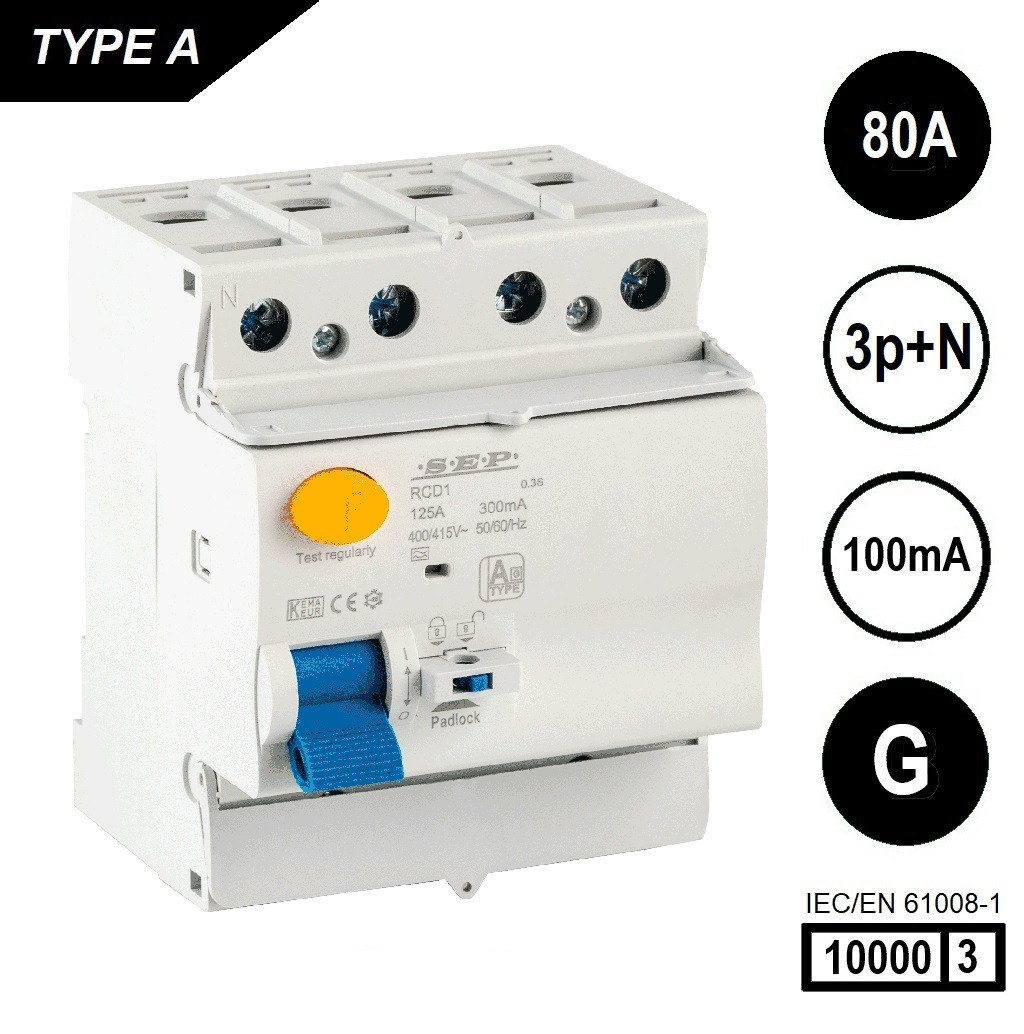 Schotman Elektro B.V. - SEP RCD1-4A-08010G - aardlekschakelaar 4p