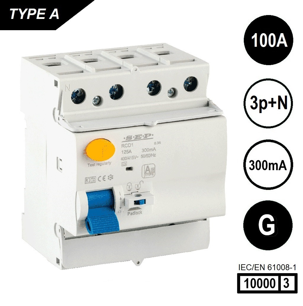 Schotman Elektro B.V. - SEP RCD1-4A-10030G - aardlekschakelaar 4p