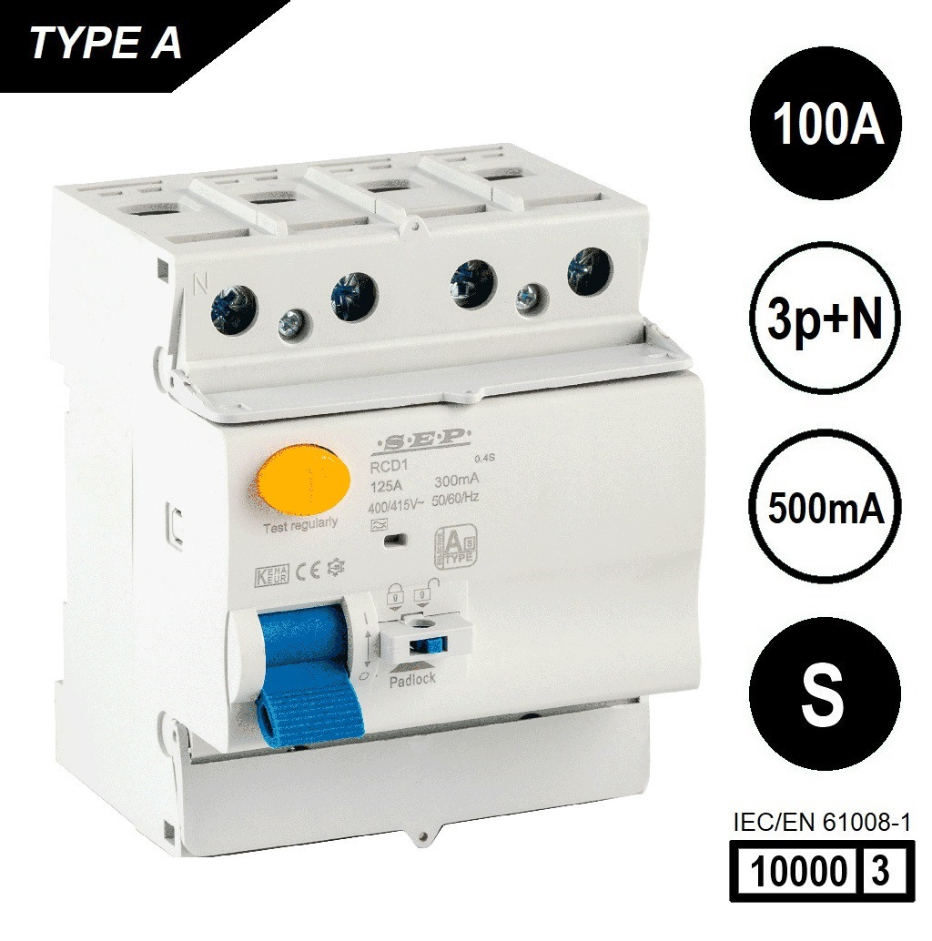 Schotman Elektro B.V. - SEP RCD1-4A-10050S - aardlekschakelaar 4p