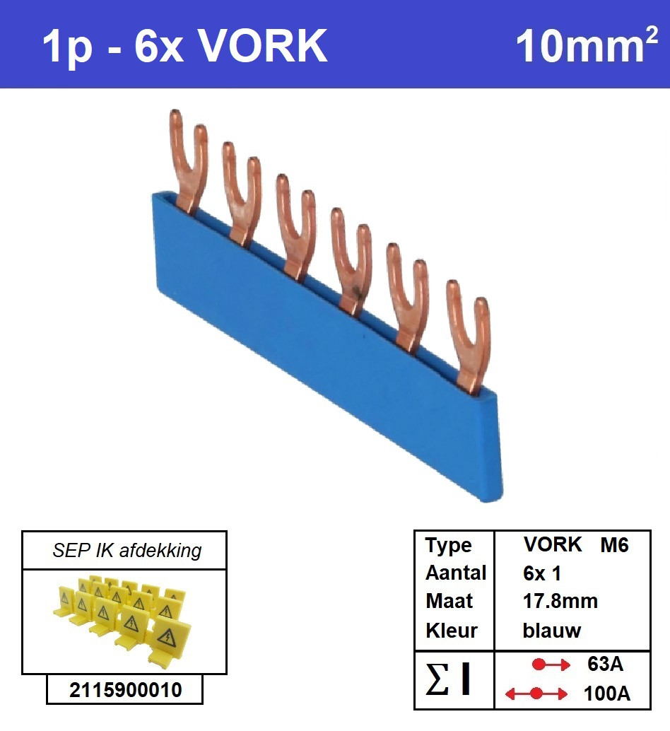 Schotman Elektro - SEP aansluitrail VORK-M6 6x1 aansluitingen 17.8mm