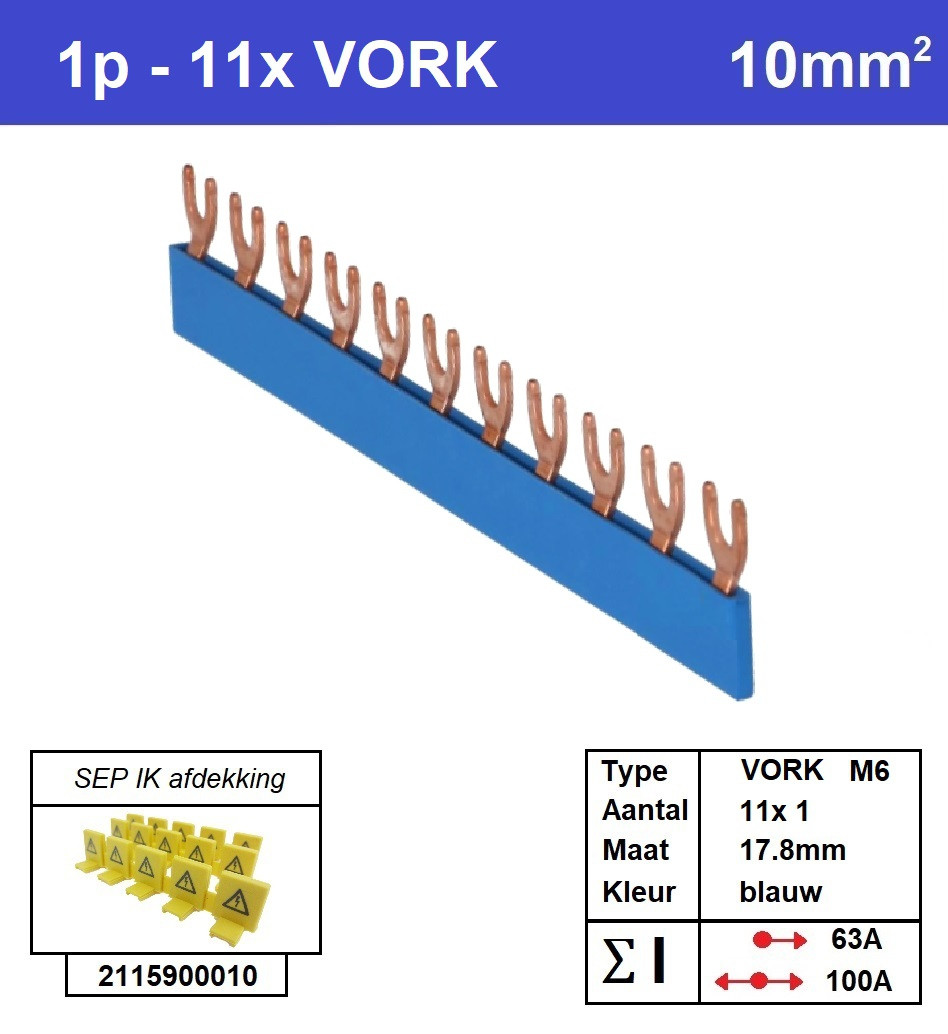 Schotman Elektro - SEP aansluitrail VORK-M6 11x1 aansluitingen 17.8mm