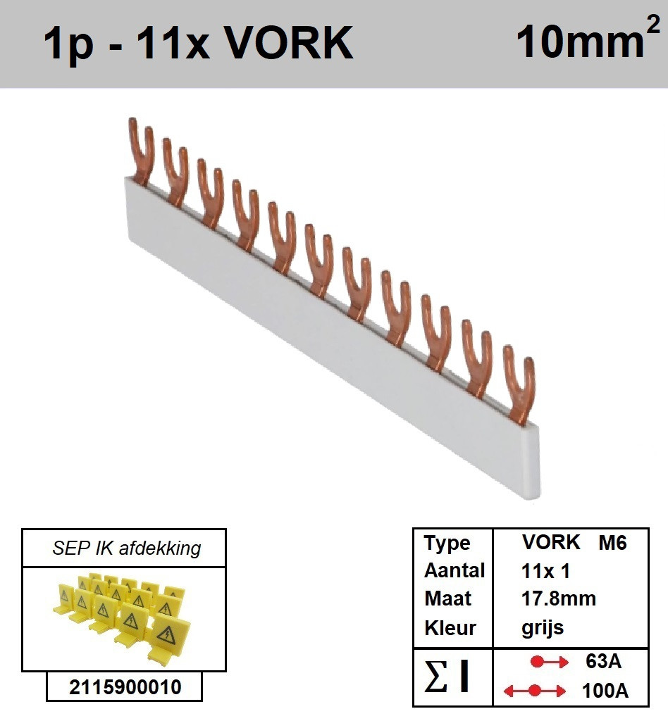 Schotman Elektro - SEP aansluitrail VORK-M6 11x1 aansluitingen 17.8mm