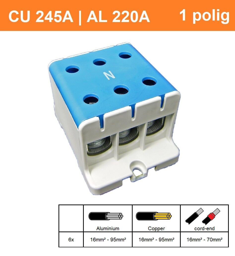 Schotman Elektro - SEP CK72 aansluitklem 16-95mm2 blauw grijs